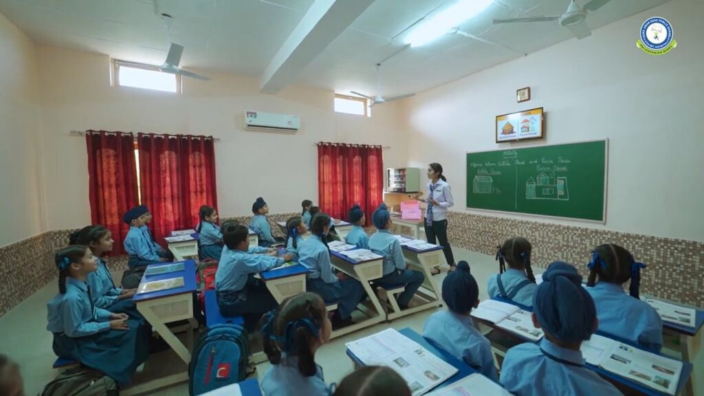 A lesson in progress in a classroom at the school