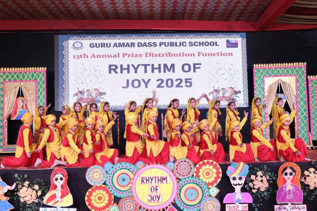 Pupils performing a folk dance at the annual prize distribution